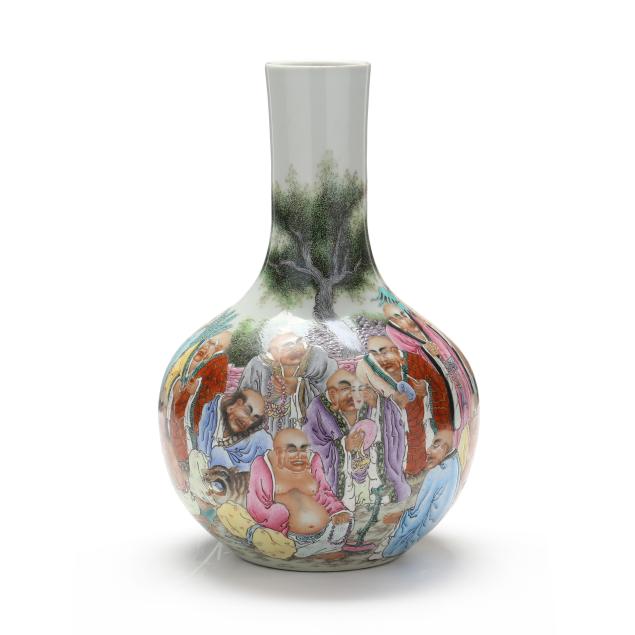 a-chinese-porcelain-famille-rose-eighteen-luohans-vase