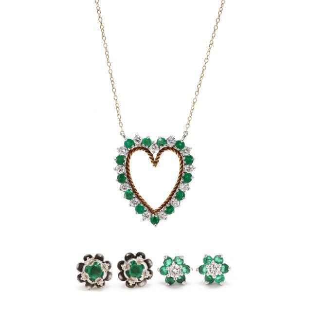 three-gold-emerald-and-diamond-jewelry-items