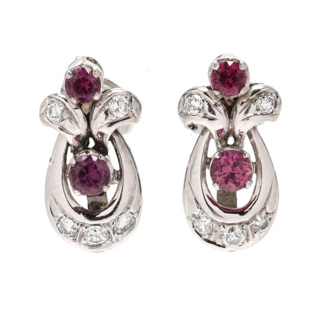 platinum-ruby-and-diamond-earrings