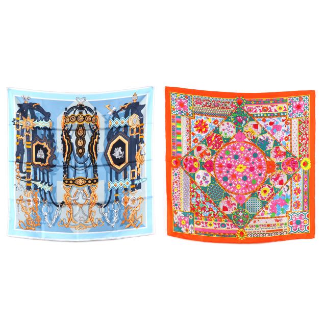 two-hermes-silk-scarves