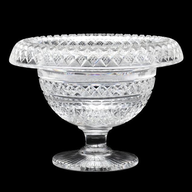 large-anglo-irish-cut-glass-pedestal-bowl