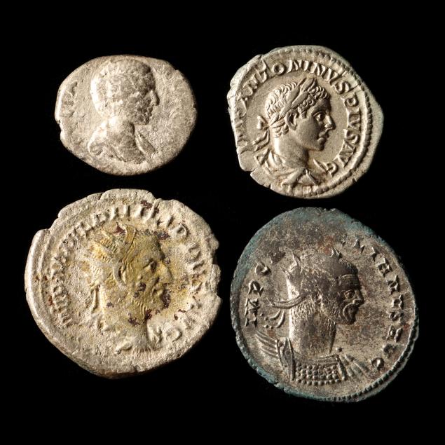 roman-empire-two-silver-denarii-and-two-base-antoniniani