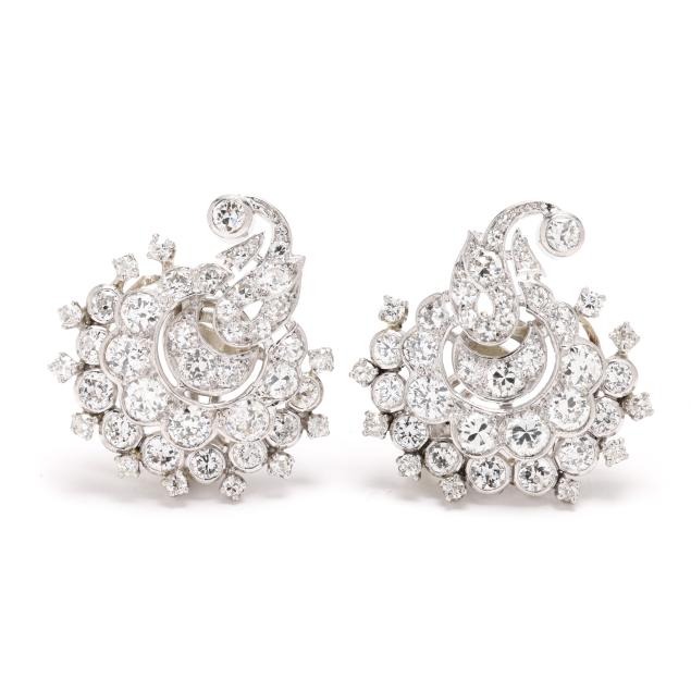 platinum-and-diamond-scroll-earrings