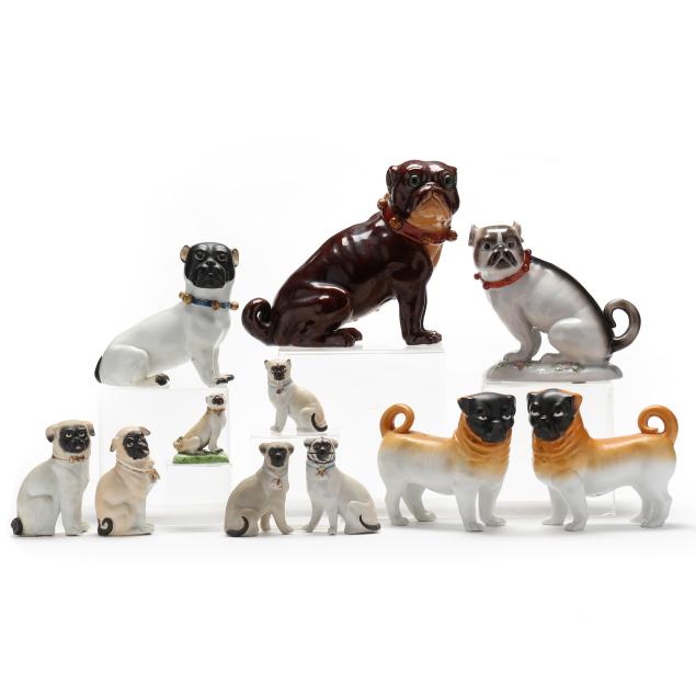 a-group-of-eleven-ceramic-pug-dogs