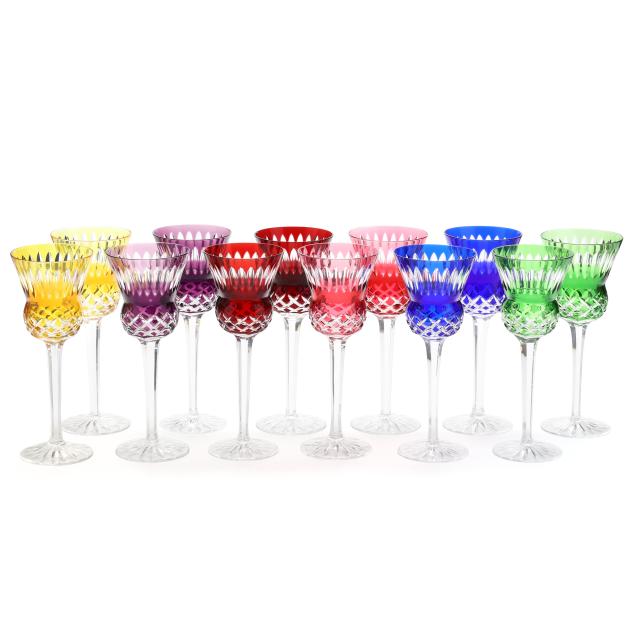 set-of-twelve-multi-color-cut-to-clear-glass-wine-hocks