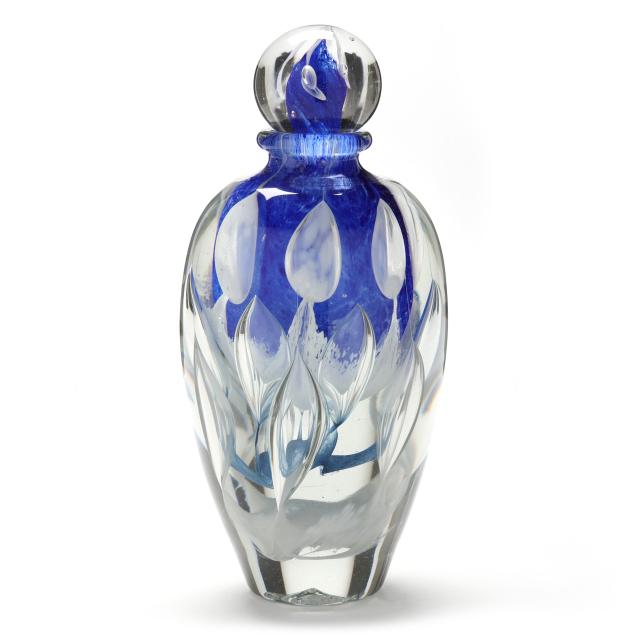 jean-claude-novaro-french-1943-2014-blue-and-white-glass-i-bubble-vase-i