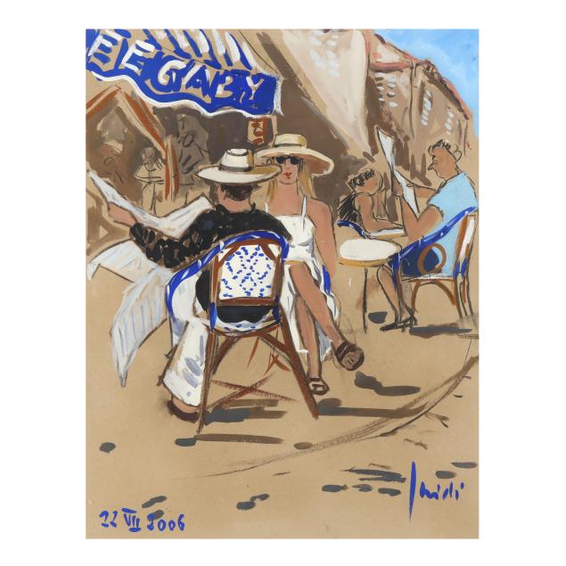 gerard-isirdi-french-b-1950-i-homme-et-femme-aux-chapeaux-22-vii-2006-i