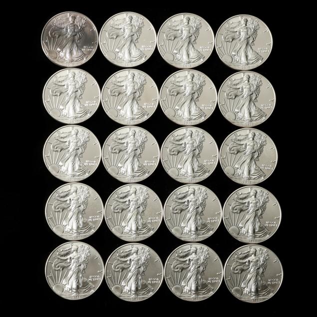 roll-of-twenty-20-2015-bu-american-eagle-one-ounce-silver-coins