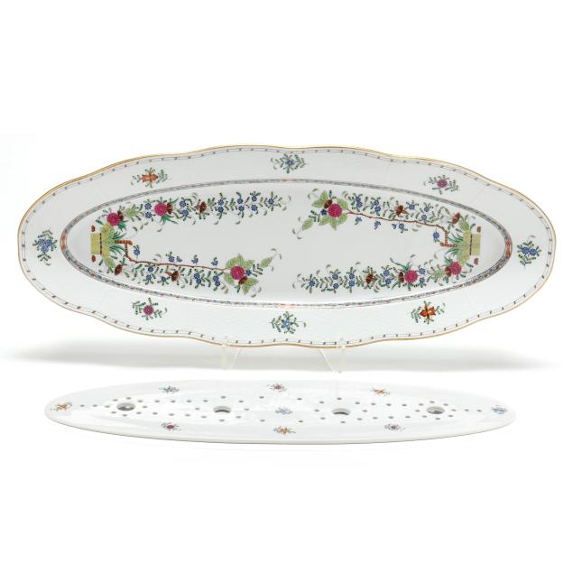 herend-i-indian-basket-i-fish-platter-and-strainer