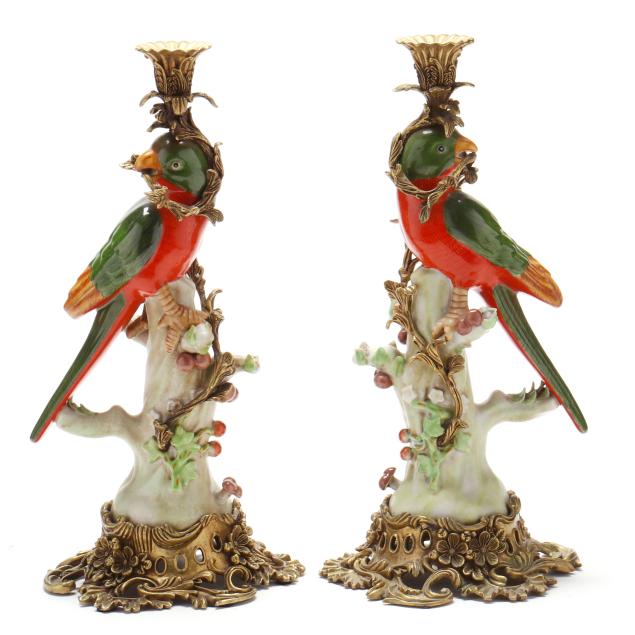 pair-of-continental-brass-mounted-parrot-candlesticks