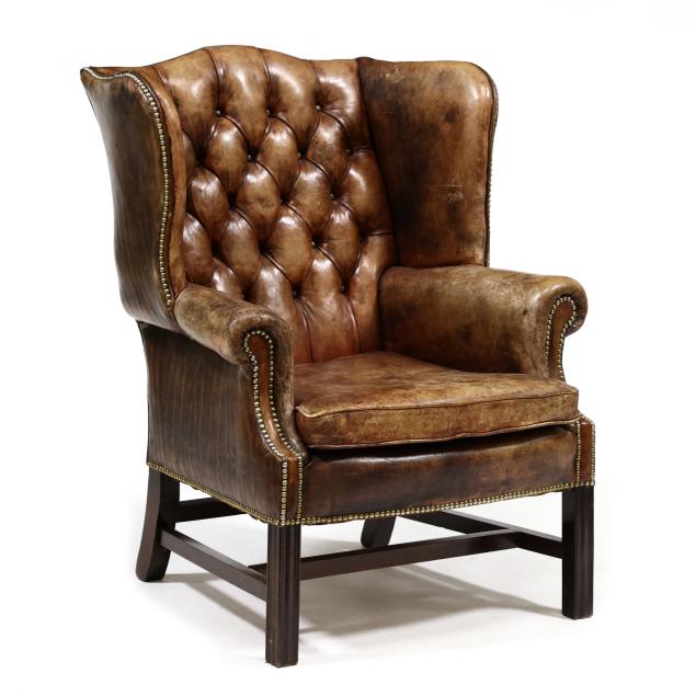 chippendale-style-leather-easy-chair
