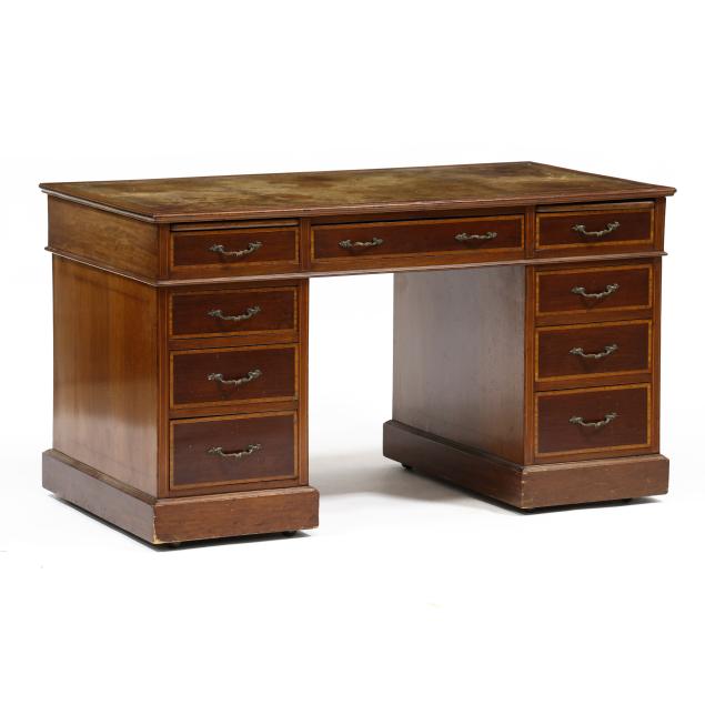 Edwardian Inlaid Mahogany Pedestal Desk Lot 1281 November Estate AuctionNov 20 2024 9 00am