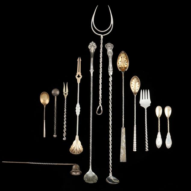 assortment-of-sterling-silver-twisted-handle-flatware