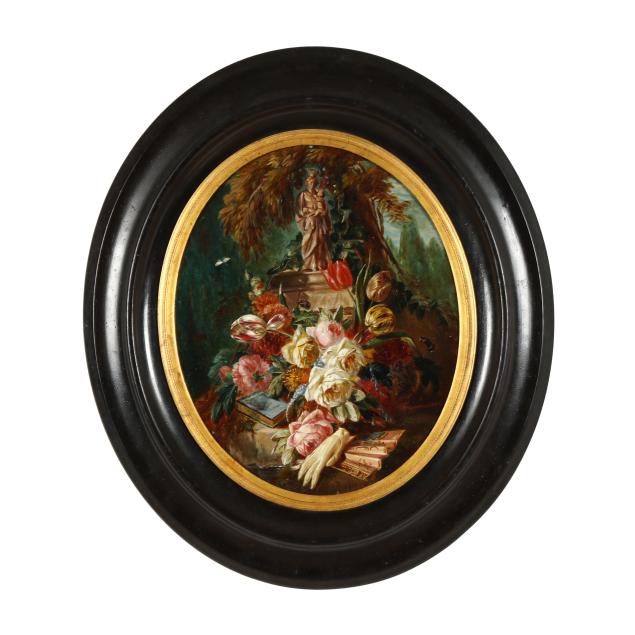 francois-joseph-huygens-belgian-1820-1908-floral-still-life-with-religious-icon