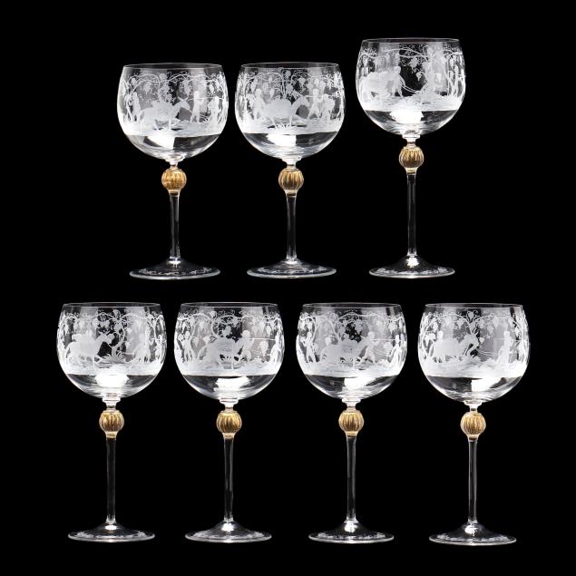 seven-bacchanalian-engraved-glass-wine-goblets
