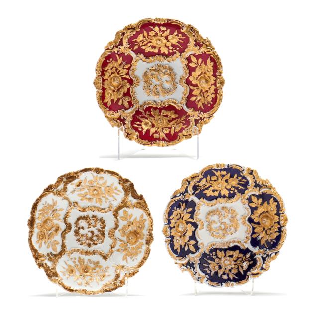 three-meissen-gilt-decorated-serving-bowls