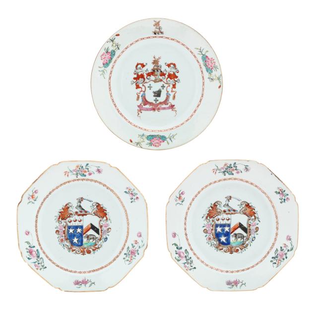 three-chinese-export-porcelain-armorial-dishes