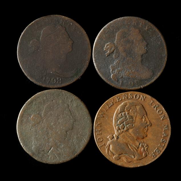 four-18th-century-coppers-one-english-and-three-american