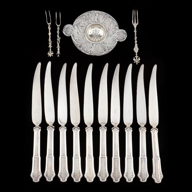 a-group-of-antique-continental-silver-flatware