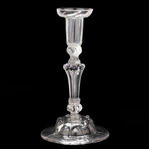 english-queen-anne-blown-glass-candlestick