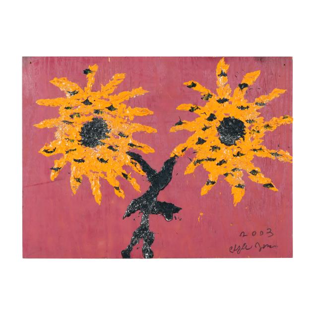 clyde-jones-nc-b-1938-folk-art-painting-of-a-pair-of-sunflowers