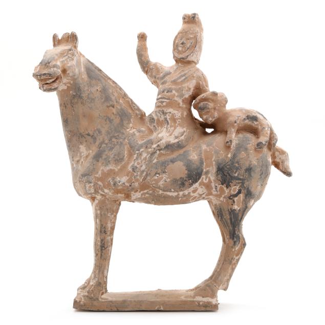a-chinese-funerary-tomb-sculpture-of-a-horse-and-rider
