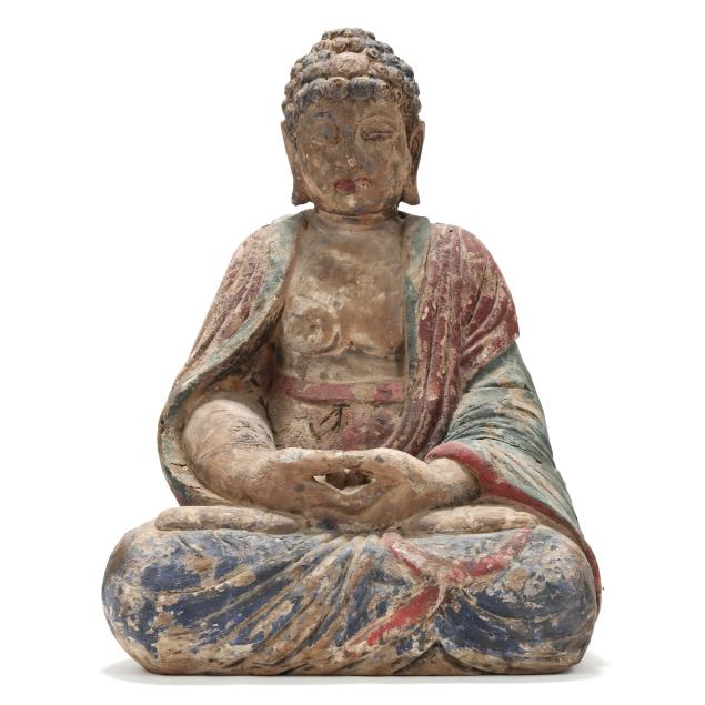 a-large-chinese-polychrome-wood-sculpture-of-a-seated-buddha