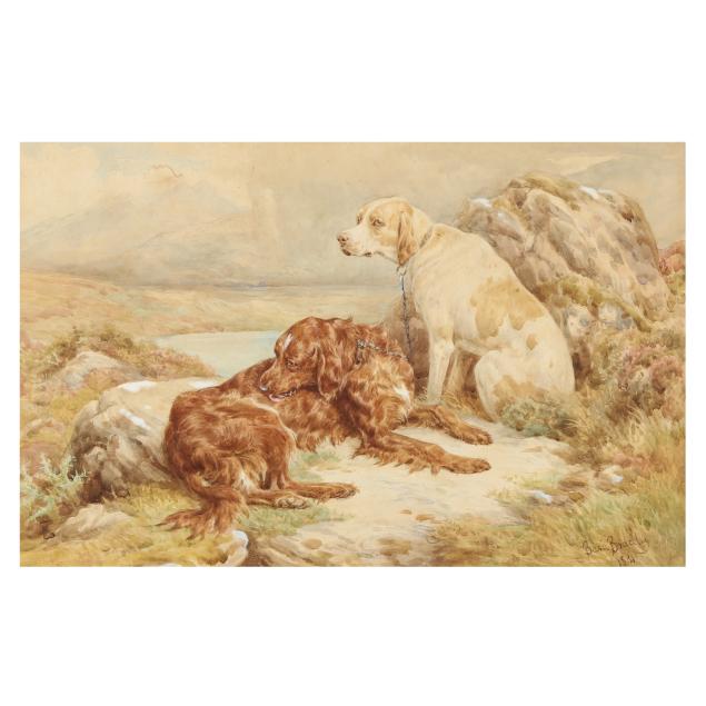 basil-bradley-english-1842-1904-hunting-dogs-in-a-landscape