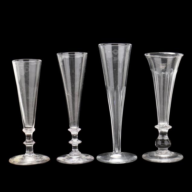 four-antique-glass-champagne-flutes