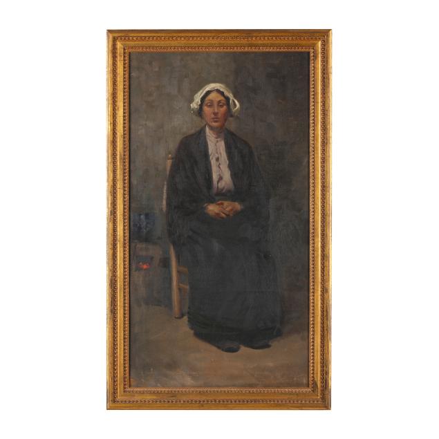 continental-school-circa-1900-woman-seated-by-a-fire