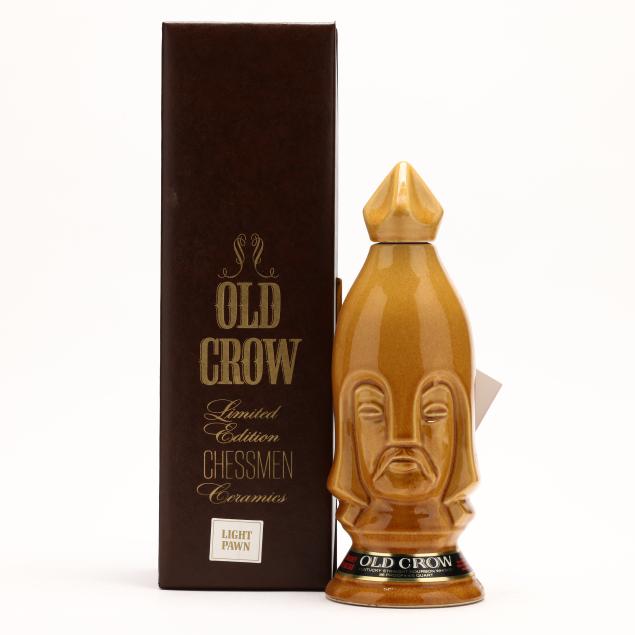 old-crow-bourbon-whiskey-in-light-pawn-chessmen-decanter