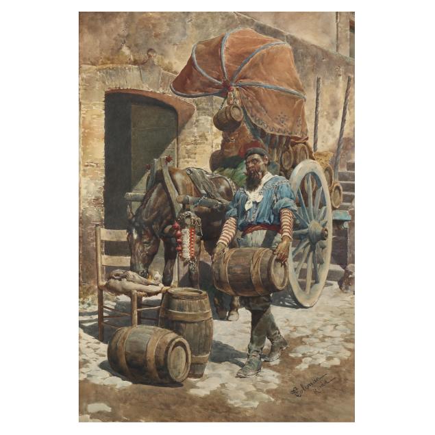 francesco-coleman-italian-1851-1918-i-man-with-a-load-of-barrels-i