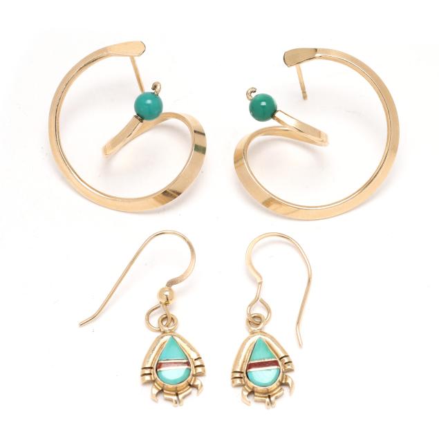 two-pairs-of-turquoise-drop-earrings