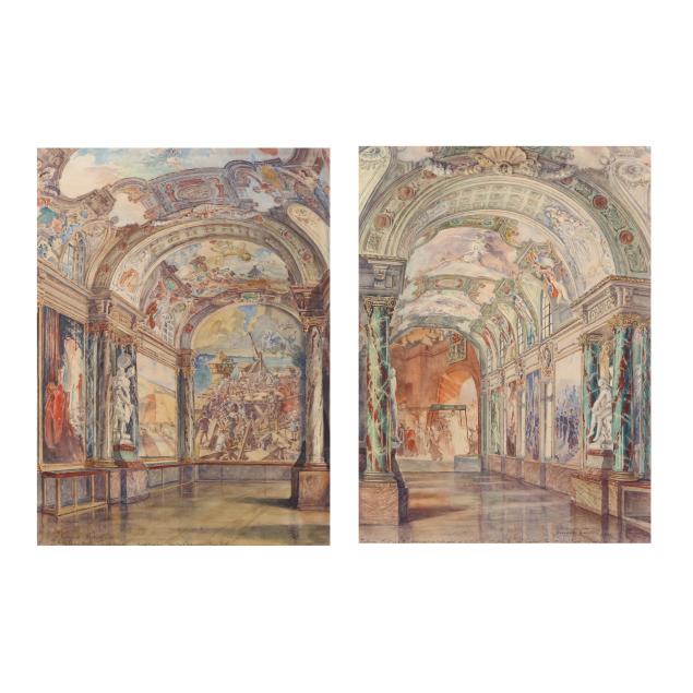 georges-castex-french-1860-1943-i-salle-des-illustres-hotel-de-ville-toulouse-i-two-works