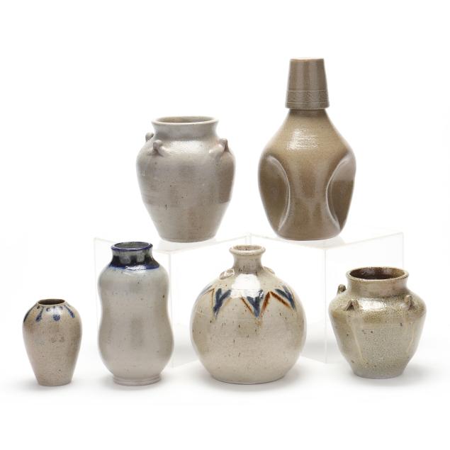 a-selection-of-six-jugtown-salt-glazed-pottery