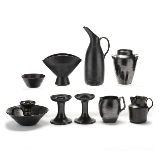 a-collection-of-mirror-black-glazed-pottery