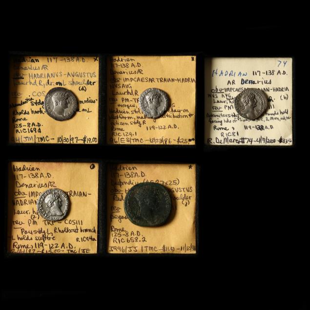 four-4-silver-denarii-and-a-dupondius-of-hadrian-117-138-a-d