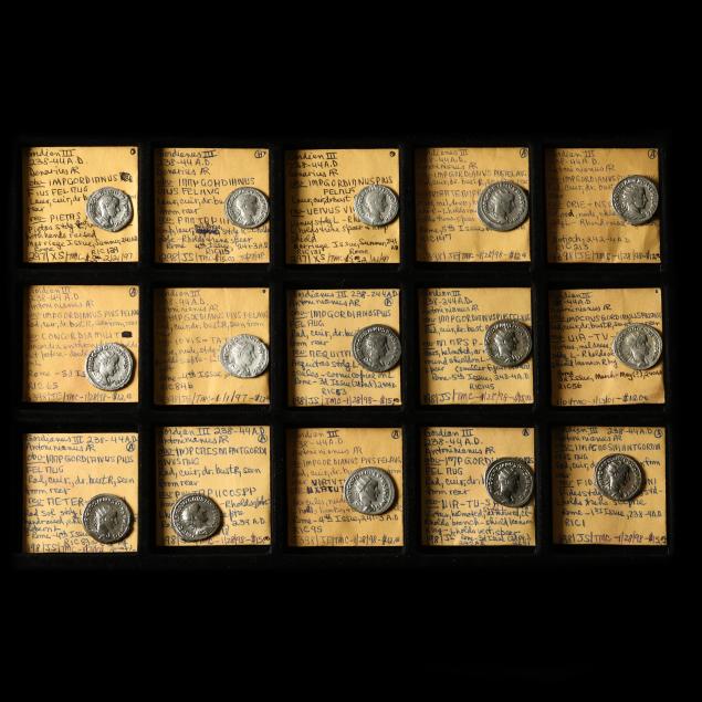 twelve-12-silver-antoniniani-and-three-3-denarii-of-gordian-iii-238-244-a-d