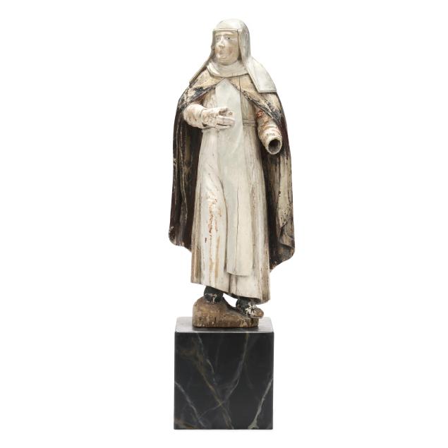 continental-carved-and-polychrome-figure-of-a-beatified-nun