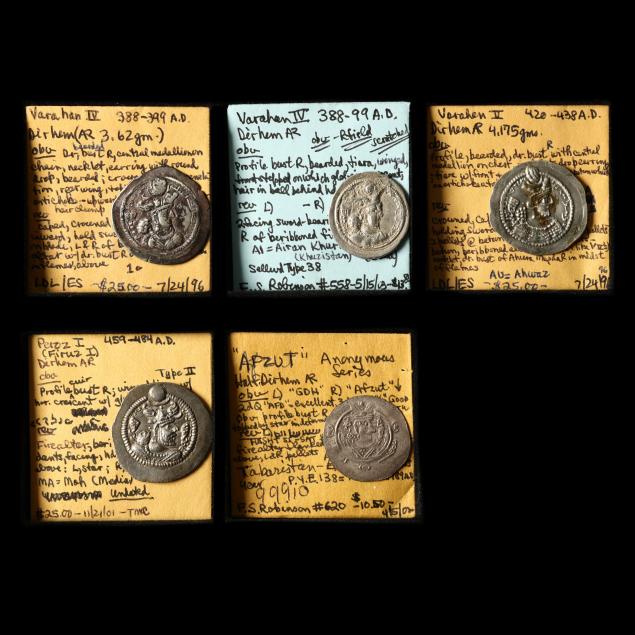 three-3-sassanian-varhran-iv-silver-dirhams-a-peroz-i-dirham-and-a-apzut-half-dirham