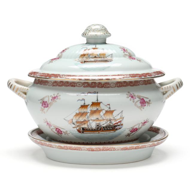 a-chinese-export-porcelain-soup-tureen-and-underplate-with-ship-decoration