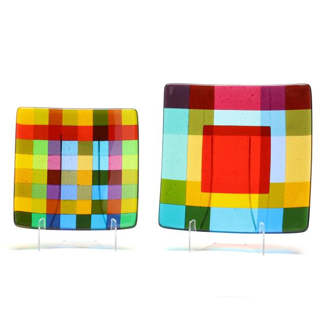dorothy-hafner-american-b-1952-two-fused-glass-plates