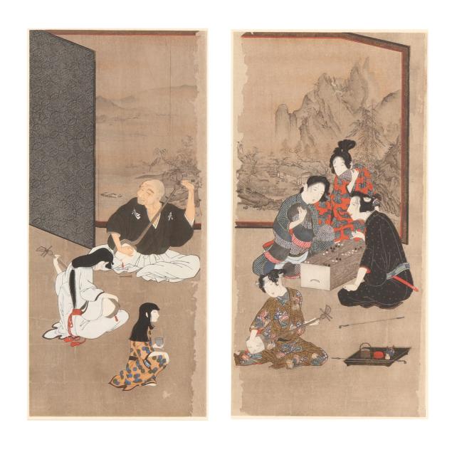 a-pair-of-japanese-watercolor-works-on-paper