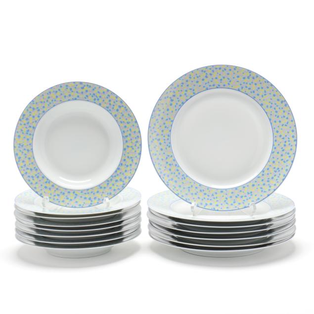 group-of-bernardaud-limoges-i-mosaique-i-plates-and-soup-bowls