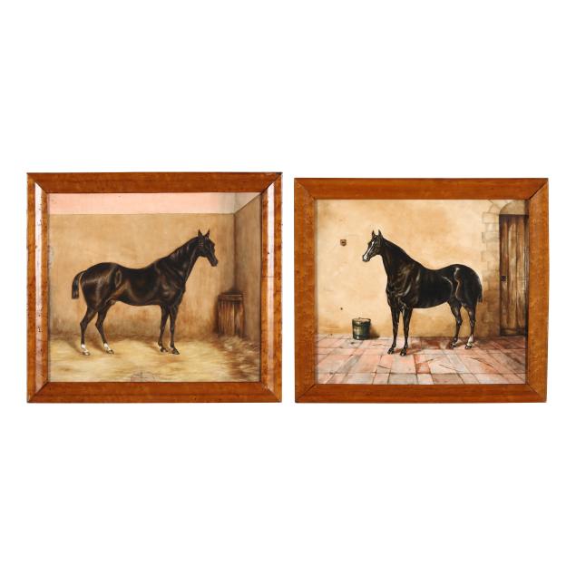 english-school-mid-19th-century-pair-of-racehorse-portraits-on-porcelain-plaques