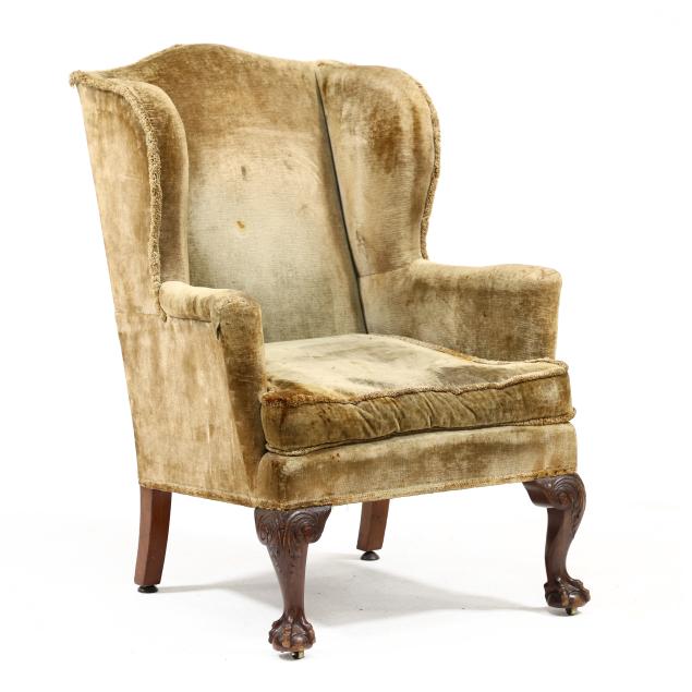antique-english-chippendale-style-carved-mahogany-easy-chair