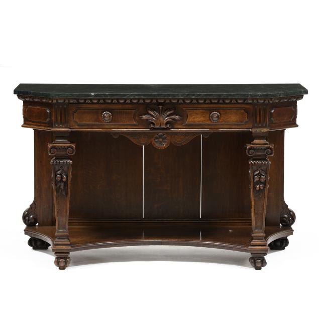 italian-renaissance-style-marble-top-oak-console-table