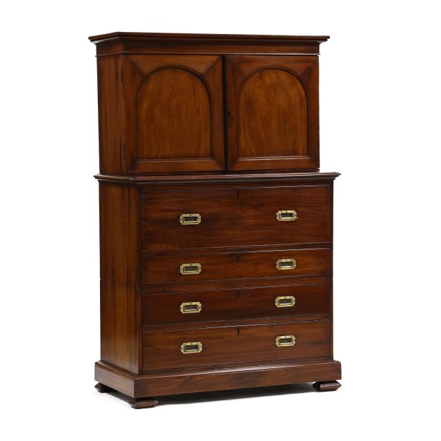 british-colonial-mahogany-campaign-butler-s-bureau-bookcase
