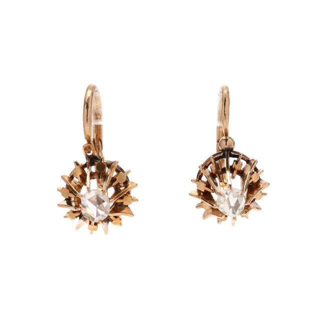 antique-gold-and-rose-cut-diamond-drop-earrings