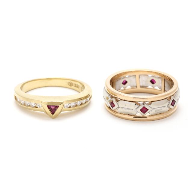 two-gold-and-gem-set-rings